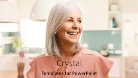  Presentation with happy retirement - Presentation theme consisting of happy-senior-caucasian-woman-smiling background and a coral colored foreground