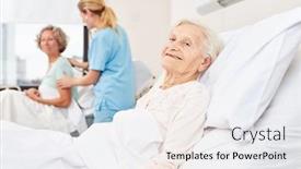  Presentation with senior citizen - PPT layouts consisting of happy-senior-citizen-in-hospital background and a white colored foreground