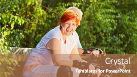  Presentation with skating - Colorful slide deck enhanced with happy senior citizens taking a break from skating in the nature backdrop and a coral colored foreground