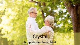  Presentation with old age - Theme having happy senior couple dancing waltz background and a  colored foreground