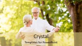  Presentation with waltz - Slide deck with happy senior couple dancing waltz background and a yellow colored foreground