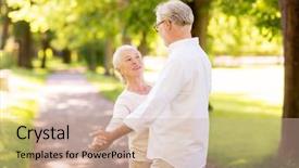  Presentation with waltz - Cool new presentation theme with happy senior couple dancing waltz backdrop and a  colored foreground