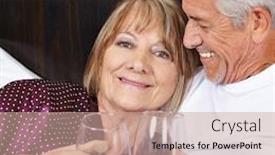  Presentation with senior couple - Colorful theme enhanced with happy-senior-couple-drinking-red backdrop and a coral colored foreground