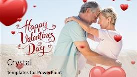  Presentation with senior couple - PPT theme having happy senior couple embracing on the pier against happy valentines day background and a lemonade colored foreground