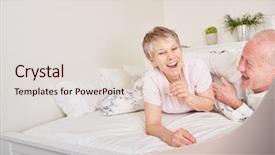  Presentation with senior citizen - Slide set having happy senior couple having fun background and a lemonade colored foreground