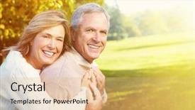  Presentation with black couple having fun - Slide set consisting of happy senior couple having fun background and a coral colored foreground