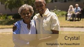  Presentation with active seniors senior couple - Cool new PPT layouts with happy senior couple holding hands backdrop and a coral colored foreground