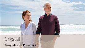  Presentation with old couple walking - Presentation enhanced with happy-senior-couple-holding-hands background and a soft green colored foreground