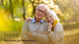  Presentation with active seniors senior couple - Amazing presentation having elderly - happy senior couple in autumn backdrop and a gold colored foreground