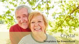  Presentation with senior couple - Cool new slide set with happy-senior-couple-in-love backdrop and a blonde colored foreground