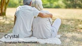  Presentation with love and justice - PPT theme consisting of happy senior couple in love background and a light gray colored foreground