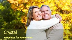  Presentation with senior couple - Beautiful slides featuring golden age - happy senior couple in park backdrop and a tawny brown colored foreground