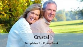  Presentation with senior couple - Beautiful slides featuring happy senior couple in park autumn and fall background backdrop and a light blue colored foreground