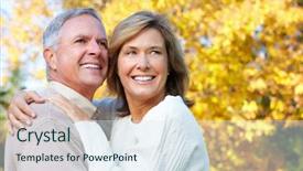  Presentation with senior couple - Slide set enhanced with happy senior couple in park background and a sky blue colored foreground