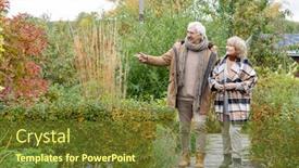  Presentation with senior couple - PPT theme enhanced with happy-senior-couple-in-warm background and a tawny brown colored foreground