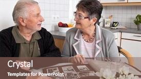  Presentation with senior citizen - Audience pleasing presentation consisting of happy senior couple looking backdrop and a violet colored foreground