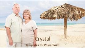  Presentation with caribbean - Beautiful slide deck featuring happy senior couple on caribbean beach vacation backdrop and a lemonade colored foreground