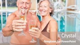  Presentation with senior spa - Slide deck having happy senior couple on spa background and a coral colored foreground