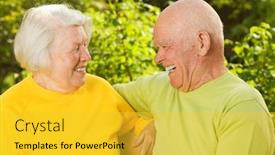 Presentation with senior couple - Presentation theme having happy-senior-couple-outdoors background and a yellow colored foreground