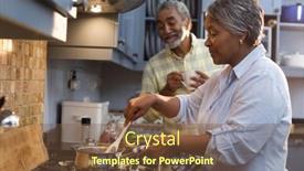  Presentation with senior couple - Beautiful theme featuring happy-senior-couple-preparing-food backdrop and a tawny brown colored foreground