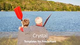  Presentation with senior couple - Slides with happy-senior-couple-relaxes-looking background and a coral colored foreground