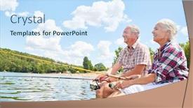  Presentation with senior couple - PPT layouts featuring happy-senior-couple-relaxes background and a sky blue colored foreground