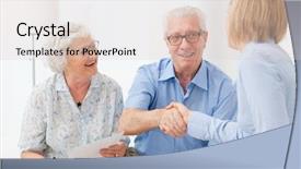  Presentation with happy retirement - PPT layouts consisting of happy senior couple sealing background and a lemonade colored foreground