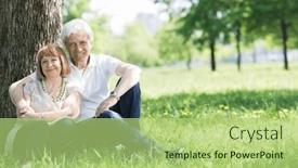  Presentation with senior couple - Theme enhanced with happy-senior-couple-sitting and a  colored foreground