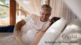  Presentation with senior couple - Theme with happy-senior-couple-sleeping background and a coral colored foreground