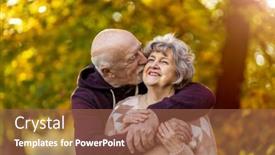  Presentation with senior couple - Cool new slides with happy-senior-couple-spending-time backdrop and a red colored foreground