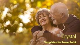  Presentation with senior couple - Slide deck with happy-senior-couple-spending-time background and a tawny brown colored foreground