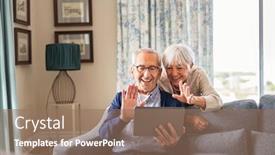  Presentation with video conference - Audience pleasing presentation consisting of happy-senior-couple-using-digital backdrop and a coral colored foreground