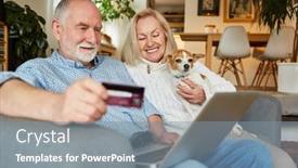  Presentation with senior couple - Theme featuring happy-senior-couple-using-laptop background and a gray colored foreground