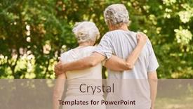  Presentation with senior couple - Theme featuring happy-senior-couple-walking-arm background and a  colored foreground