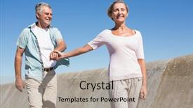  Presentation with senior couple - Theme with grass sun background field sky nature summer sunny flare green meadow background and a coral colored foreground