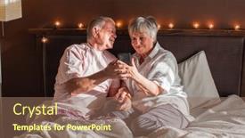  Presentation with people mobile technology - Slides with happy-senior-couple-watching-videos background and a coral colored foreground