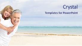  Presentation with luxury resort - PPT layouts consisting of happy senior couple background and a sky blue colored foreground
