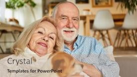  Presentation with senior living - Presentation having happy-senior-couple background and a  colored foreground