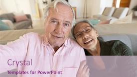  Presentation with happy retirement - Presentation theme having happy-senior-diverse-couple-having background and a lemonade colored foreground