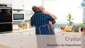  Presentation with happy retirement - Theme enhanced with happy-senior-diverse-couple-wearing background and a soft green colored foreground