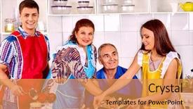  Presentation with generations - Colorful presentation enhanced with children cooking at kitchen two backdrop and a gold colored foreground