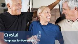  Presentation with senior citizen - Cool new presentation theme with happy senior group with men backdrop and a ocean colored foreground