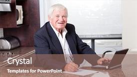  Presentation with investment - PPT layouts having happy senior man checking investment background and a  colored foreground