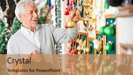  Presentation with christmas balls disco ball - Amazing slide set having happy senior man choosing christmas backdrop and a coral colored foreground