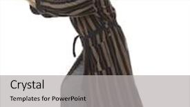  Presentation with qigong - Audience pleasing slides consisting of happy senior man doing chinese qigong gymnastics isolated on white background backdrop and a light gray colored foreground