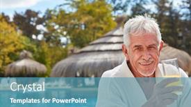  Presentation with orange juice - Cool new theme with happy-senior-man-drinks-orange backdrop and a teal colored foreground