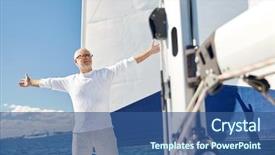  Presentation with boat tourism - Colorful presentation theme enhanced with happy senior man enjoying free backdrop and a  colored foreground