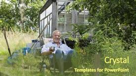  Presentation with community garden - Amazing slide set having alot - happy senior man having drink backdrop and a tawny brown colored foreground