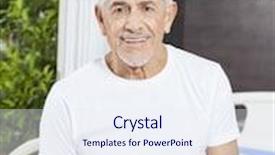  Presentation with rehab - PPT layouts enhanced with happy senior man holding report background and a sky blue colored foreground