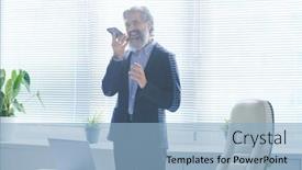  Presentation with recording - Audience pleasing presentation design consisting of happy-senior-man-in-elegant backdrop and a light blue colored foreground